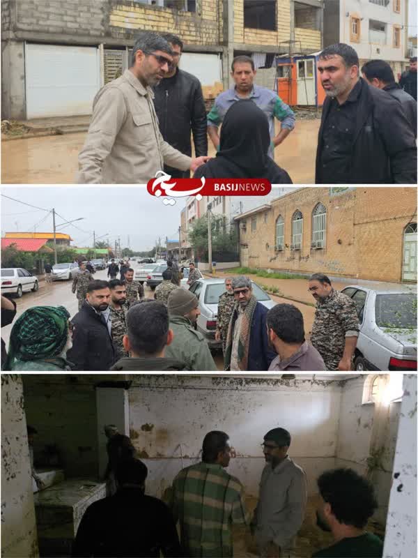 سیل در اندیمشک و بندر امام، سپاه و بسیج تا رفع کامل بحران در کنار مردم