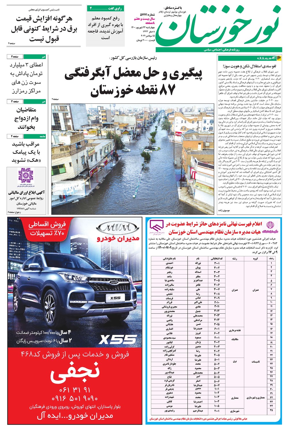 روزنامه تاریخ ۲۴ شهریور ۱۴۰۰