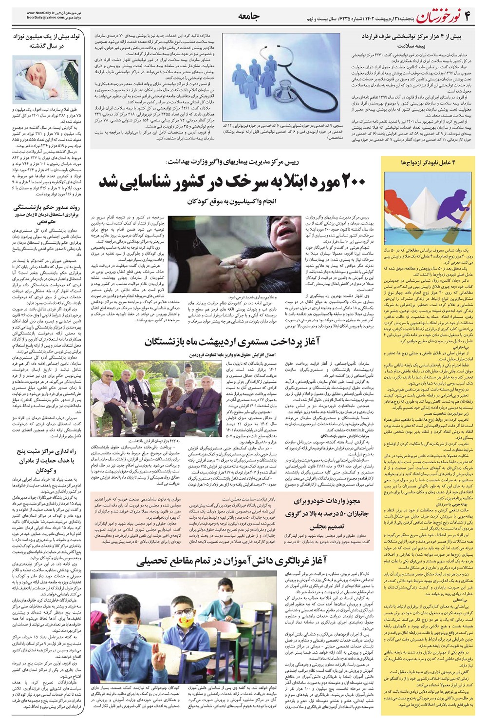 روزنامه تاریخ ۲۱ اردیبهشت ۱۴۰۲