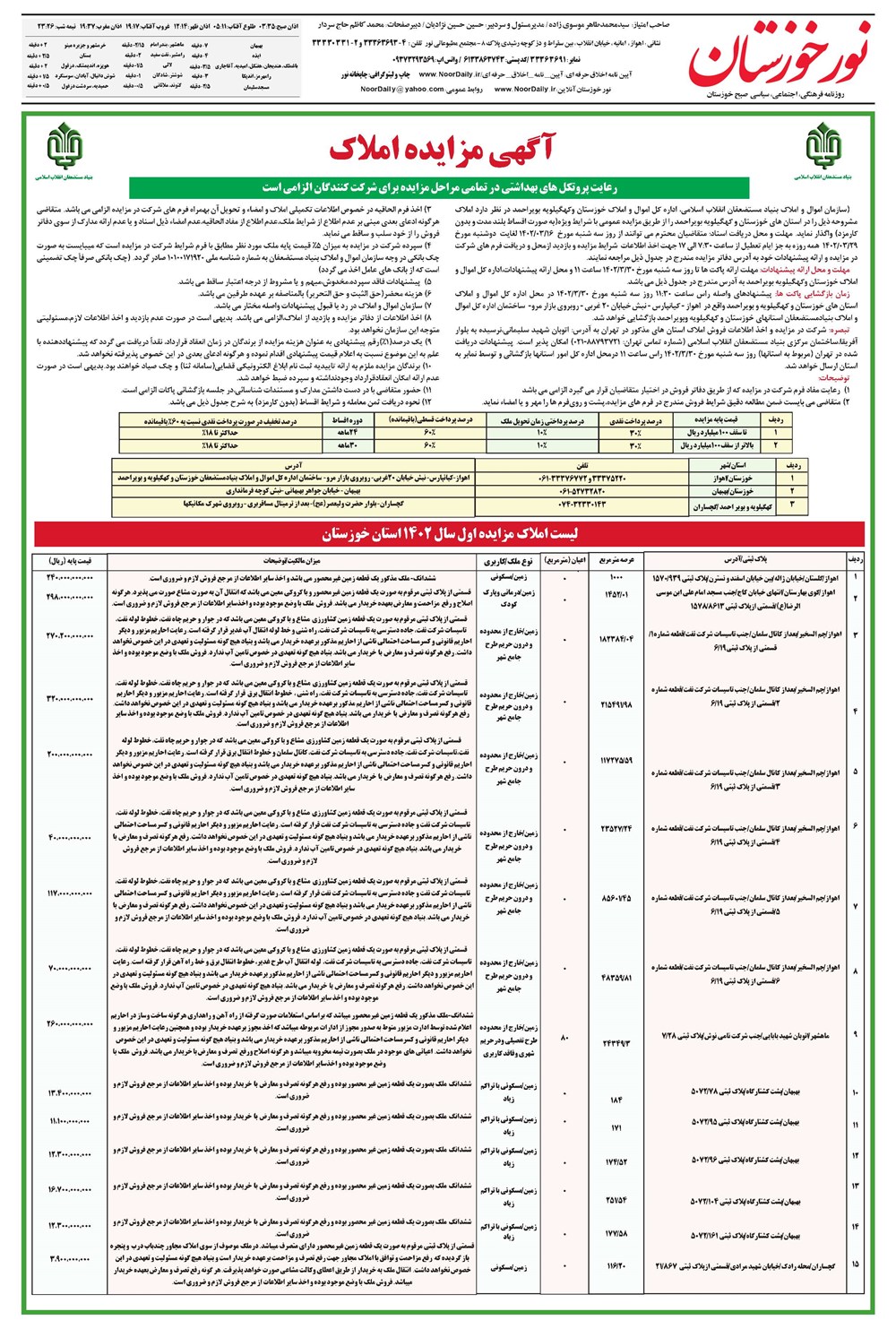 روزنامه تاریخ ۱۶ خرداد ۱۴۰۲