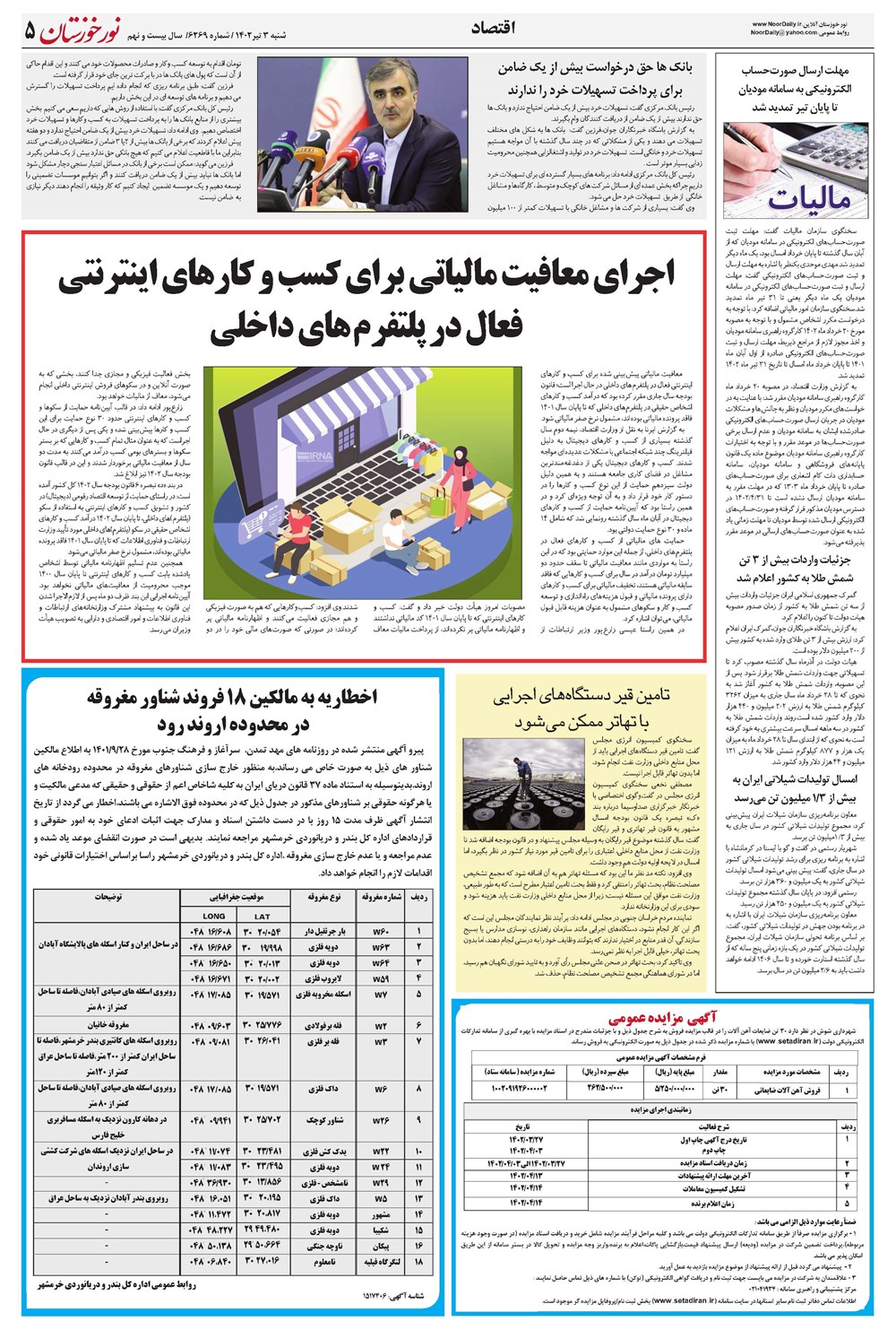 روزنامه تاریخ ۳ تیر ۱۴۰۲