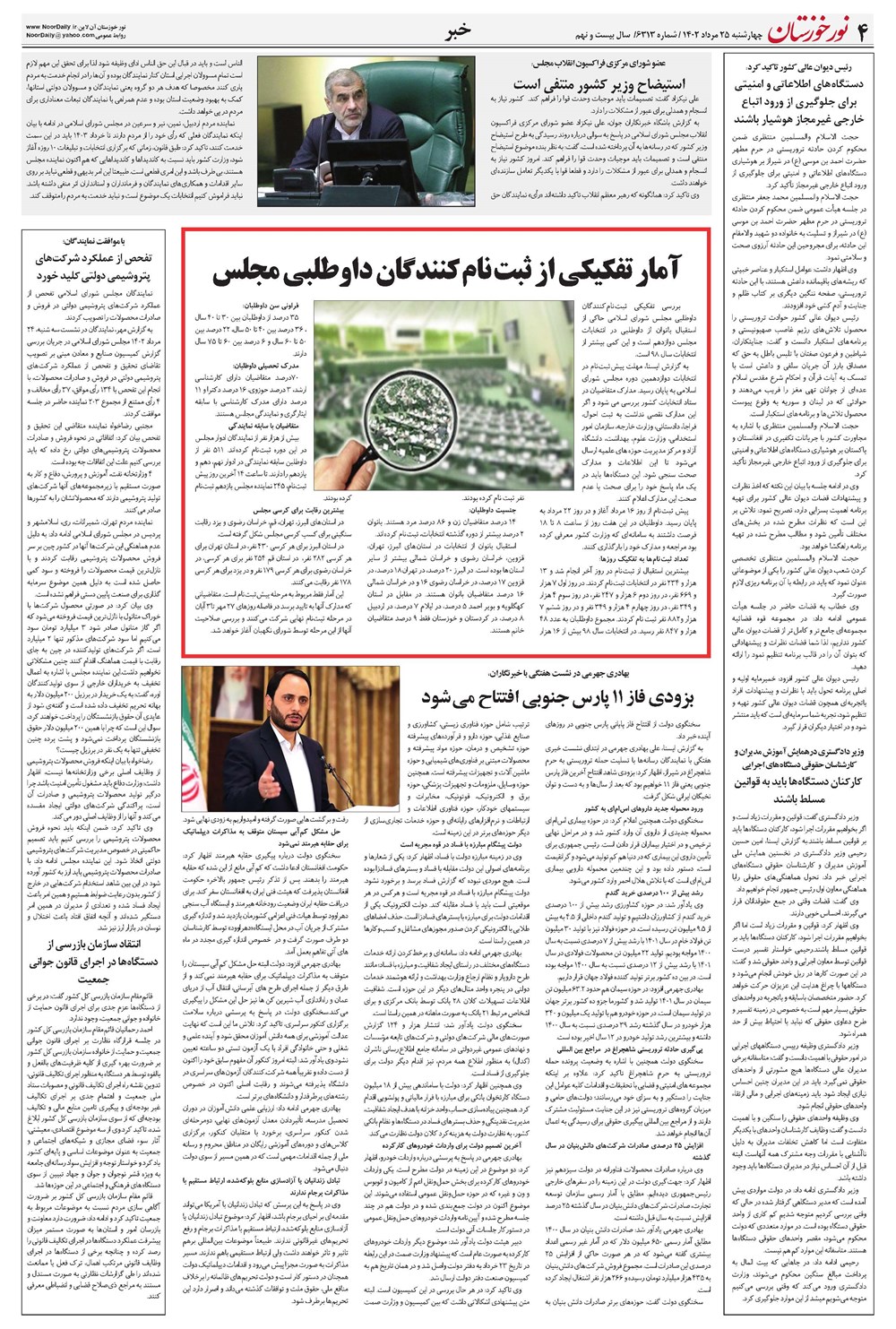 روزنامه تاریخ ۲۵ مرداد ۱۴۰۲